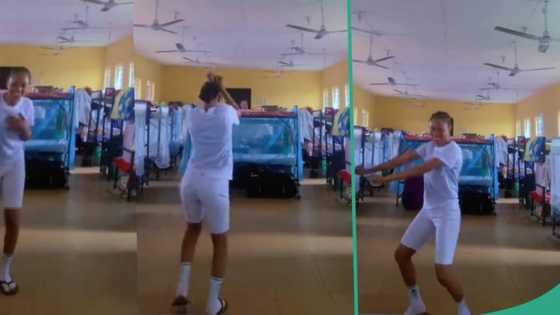 NYSC: Female corper dances energetically to Davido's song after being locked up in camp hostel