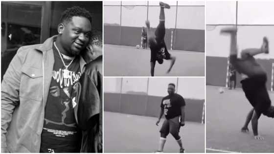 Orobo toh bad: Fans gush as plus-sized singer Wande Coal does impressive backflip in trending video
