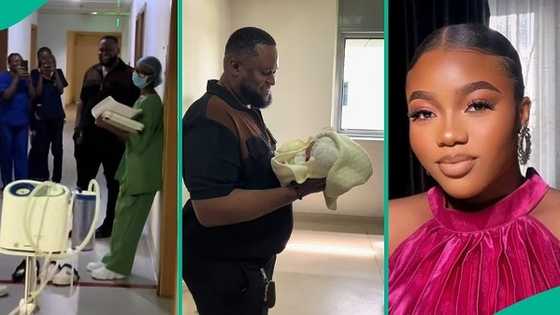 Lady who waited for 7 years to bear child praises husband who never complained, posts video