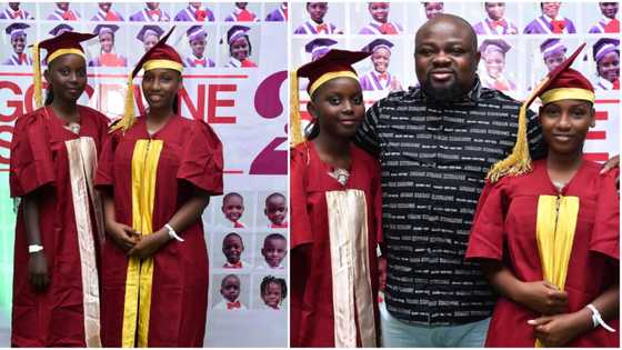 Man celebrates two Fulani girls he adopted 5 years ago as they graduate top of their classes, shares photos