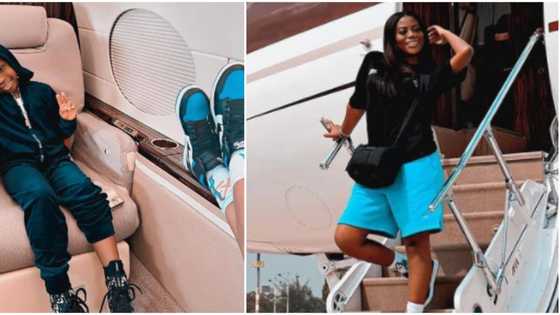 New year new blessing: Davido's first daughter Imade and her mum Sophia Momodu chill together in private jet