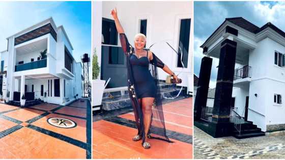 "Wow! dis one loud o": Fans, celebs react as actress Favour Oma acquires 2 mansions at once, photos go viral