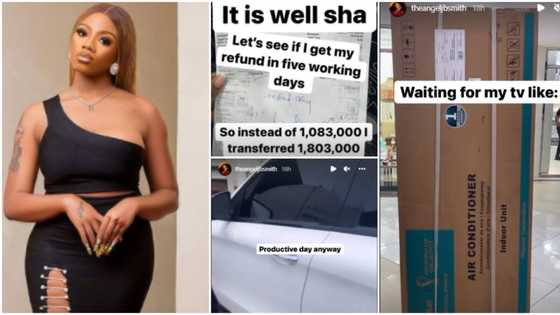 After getting dragged online, Angel splurges over N1m on huge TV, other appliances, flaunts new Benz