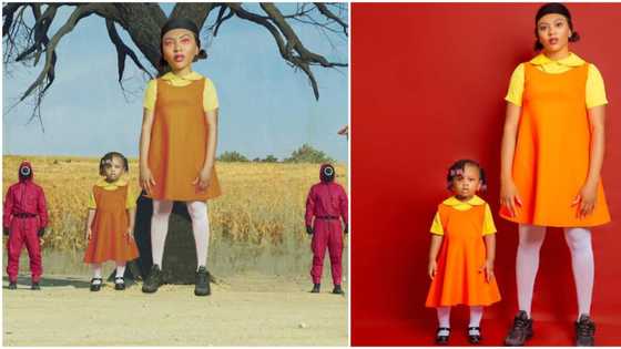 Halloween in Naija: Stephanie Coker, daughter spark huge reactions after dressing as scary Squid Game doll