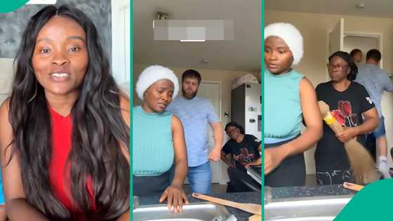 Nigerian lady commands white husband to wash plates, video shows her mother’s dramatic reaction