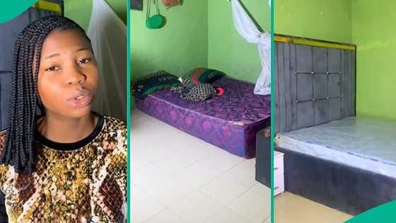 Nigerian woman rejoices as husband changes their bed after 9 years, video shows room transformation