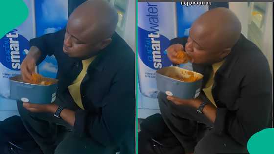 Man travelling eats his food at airport after he was asked to throw it away