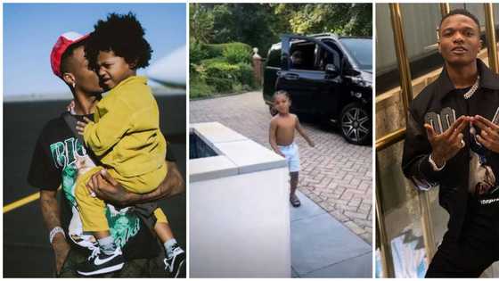 "Young man, come here": Emotional moment Wizkid reunited with son Zion after being away from home for months