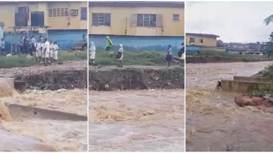 Lagos secondary school pupils stranded for hours as flood takes over community