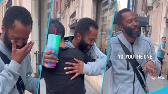 "I'm doing better now": Man breaks into tears after finding stranger who helped him when he was homeless