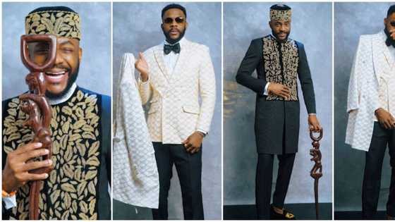 BBNaija 2021: Ebuka slays again, shows up with 'magical' staff from his dad when he was a housemate