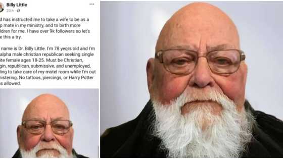 "No tattoos, no piercings": 78-year-old alpha male preacher seeks unemployed lady to wed, lists spec