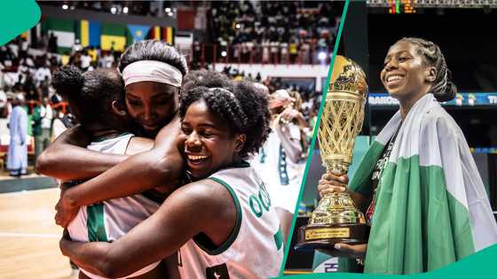 Sarah Ogoke breastfeeds baby after helping D’Tigress win 5th consecutive AfroBasket title, video