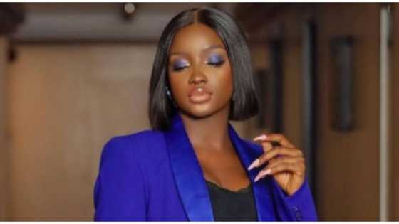 BBNaija star begins media tour in elegant N35k pantsuit by Nigerian designer