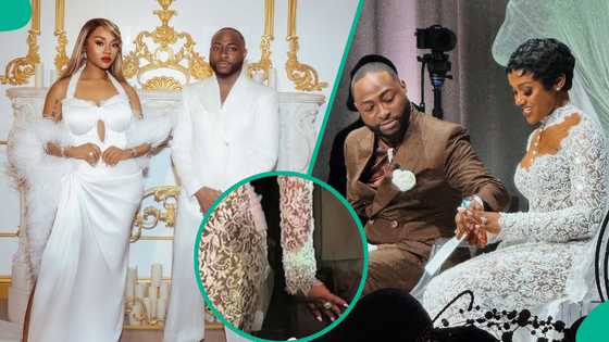 Davido's picture with Chioma draws attention, fans share observation about place Chioma put her hand