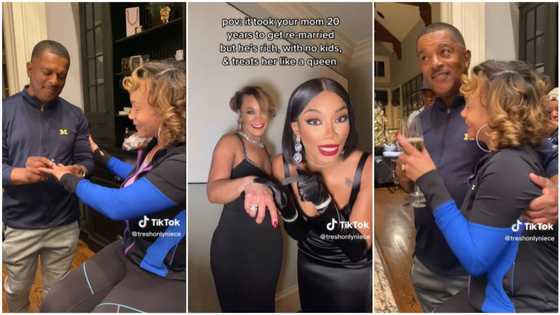 Woman in black gown marries rich man with no kids 20 years after her 1st marriage, video stirs reactions