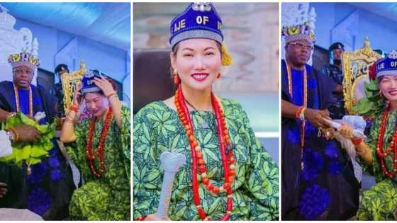 Photos emerge as beautiful Chinese woman bags chieftaincy title in Lagos