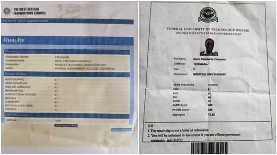 Nigerians celebrate smart girl who scored A's in all her WAEC papers, got 345 in FUTO Post UTME