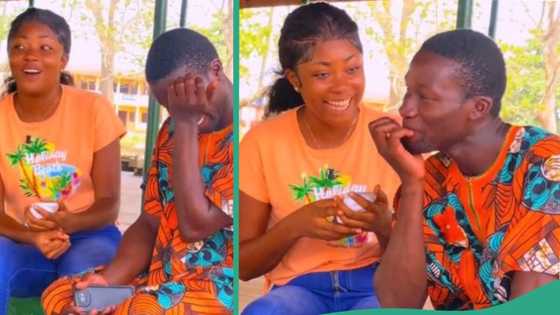 "Why man go dey blush?" Video of Nigerian man crying as pretty lady woos him generates buzz