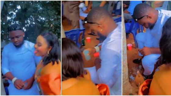 "Trust no man": Drama at traditional wedding as groom refuses palm wine from bride, pours it on ground