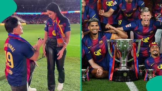 Fan’s marriage proposal steals headlines from Barcelona's El Clásico title win, video