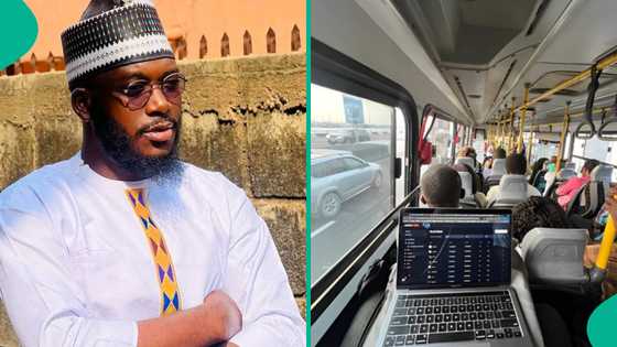 Photojournalist turns Lagos BRT bus to his workspace, describes it as very comfortable