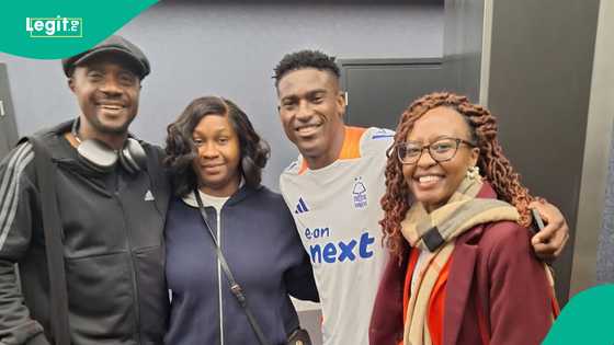 Super Eagles star treated to surprise visit from Pastor Nathaniel Bassey and wife in UK