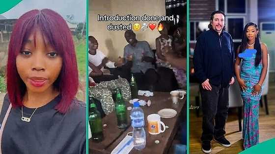 Lady who was criticised for indecent dressing celebrates as oyinbo man arrives for introduction