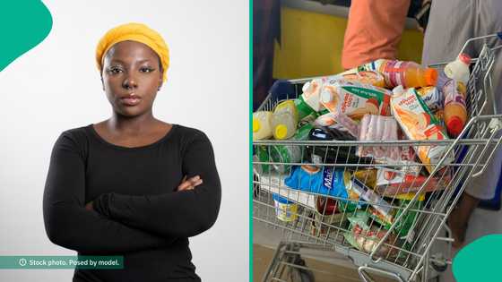 Nigerian lady displays trolley of groceries she bought with just N30,000 five years ago