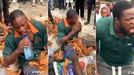 Bidiyon Wani Matashi Dan Najeriya Da Ya Fasa Kwakwa Guda 50 Da Hakoransa Ya Karaɗe Intanet