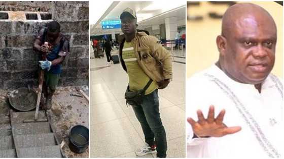 Levels don change: Bricklayer gets scholarship from OPM, flies to Dubai, photos shows massive transformation