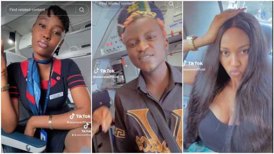 "You too fine": Flight attendant meets Portable for 1st time, he speaks well-constructed English, she giggles
