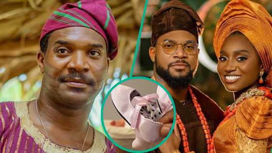 Actor Kunle Remi cries out, shows high-heel shoes wife bought for their baby Wonder: "I am scared"