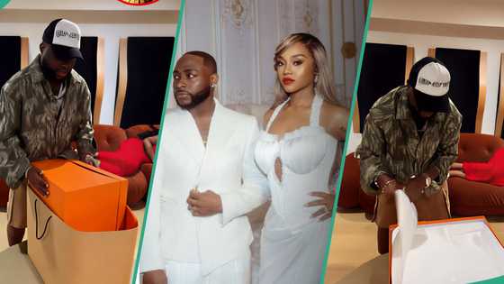 Davido shows off expensive Hermès bag Chioma gifted him for 33rd birthday: "Is the unboxing for me"