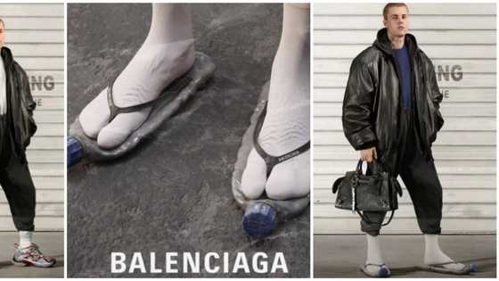 Reactions to photoshopped image of Justin Bieber in fake Balenciaga 'bottle slippers'