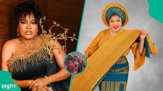 Toyin Abraham storms movie exhibition with live goats, sparks reactions