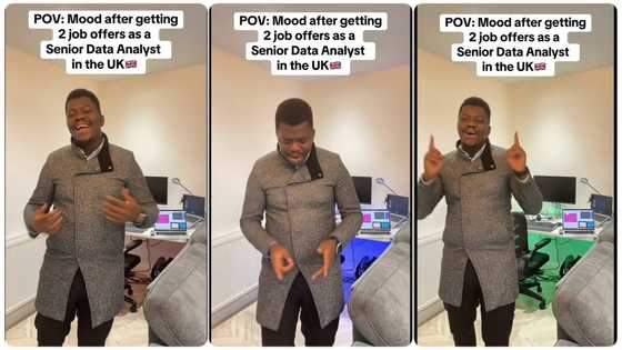 Nigerian man in UK gets multimillion naira data analyst job, dances strangely as he jubilates