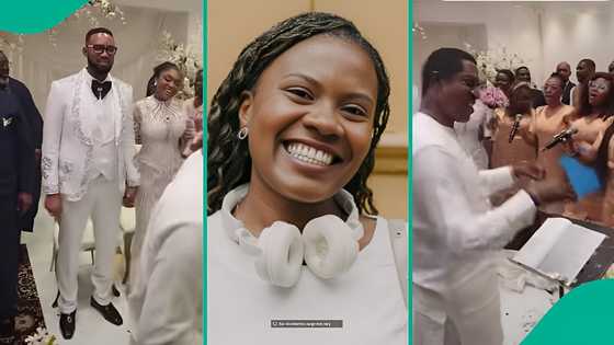 Nigerians react as fresh video from Pastor Chris Okafor's wedding trends: "The bride is so beautiful"