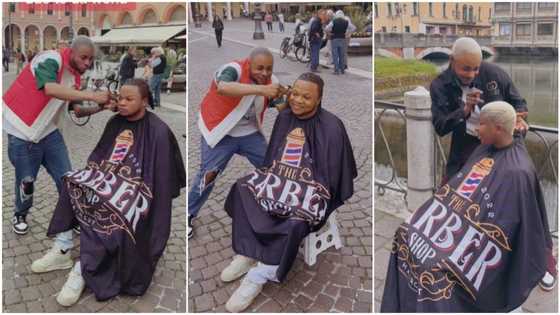 "Edo to the world": Young Nigerian man shows off barbing skill after relocating abroad, video stirs reactions