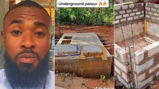 "How person go enter am?" Nigerian man shows off his underground parlour still under construction