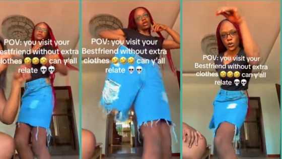 "I didn't bring spare clothes": Hilarious video of lady wearing best friend's trousers goes viral