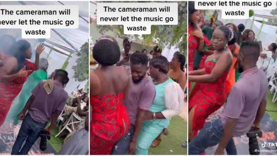 Cameraman abandons his job at event, rocks and dances hard with 2 ladies, video goes viral & stirs reactions