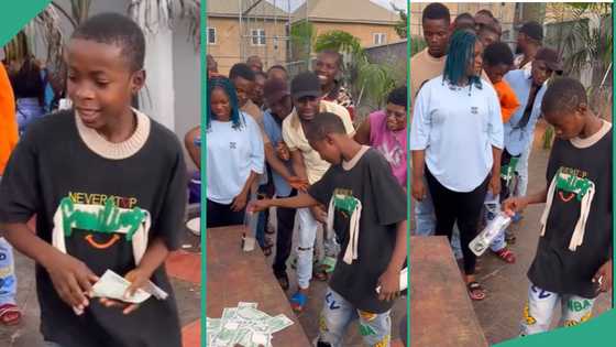 Young boy participating in bottle flip challenge emerges champion, wins money in public