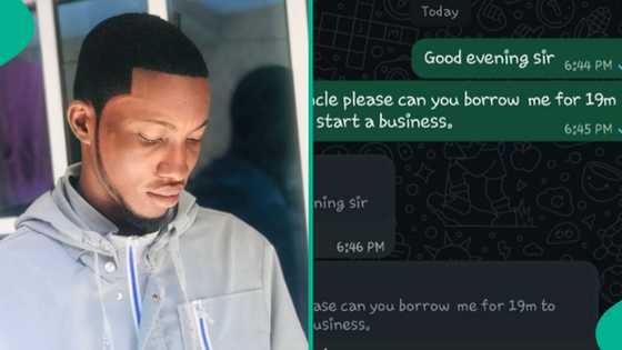 WhatsApp chat trends as man boldly asks uncle for N19 million to start business, posts his reply