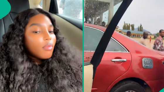 Lady almost in tears as husband takes her to football field after making her dress up for 'outing'