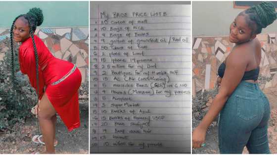 "It is very small": Reactions as curvy Nigerian lady displays heavy bride price list of just 20 items
