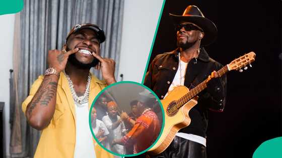 Moment Davido and Wyclef Jean greeted each other at Abuja event trends: “Sweet Fanta Diallo”