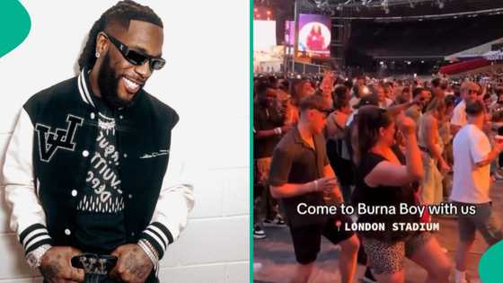 Burna Boy: Oyinbo fans dance choreography in the crowd as he sings on stage, "See how happy dey are”