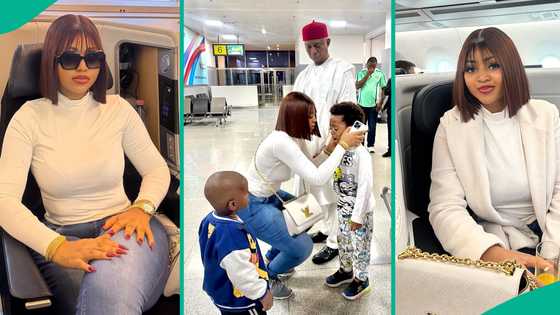 Regina Daniels flies out without Ned Nwoko, her kids to Mexico, shares video