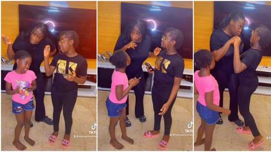 "Try am real life, you collect": Mercy Johnson's daughters tackle her in TikTok video, say she talks too much